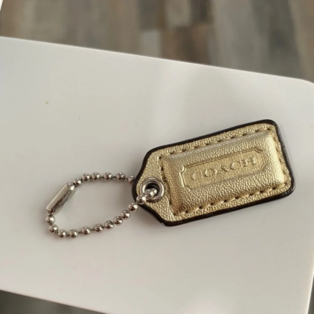Coach Metallic Gold Handbag Tag with Chain